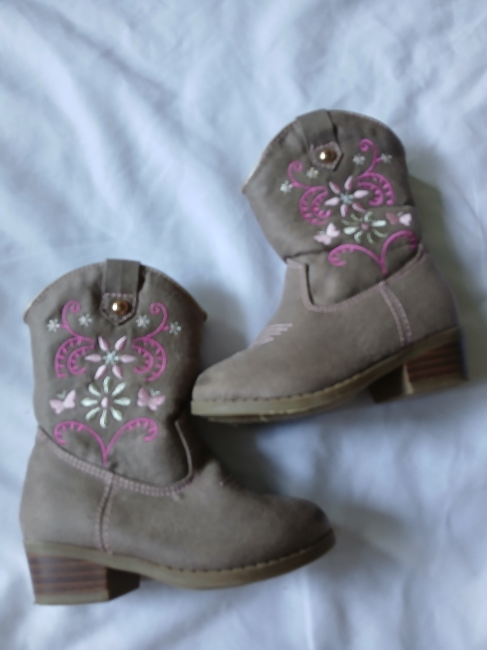 Academy Ltd. Toddler Girls Gray Cowgirl Embroidered Ankle Booties, 5